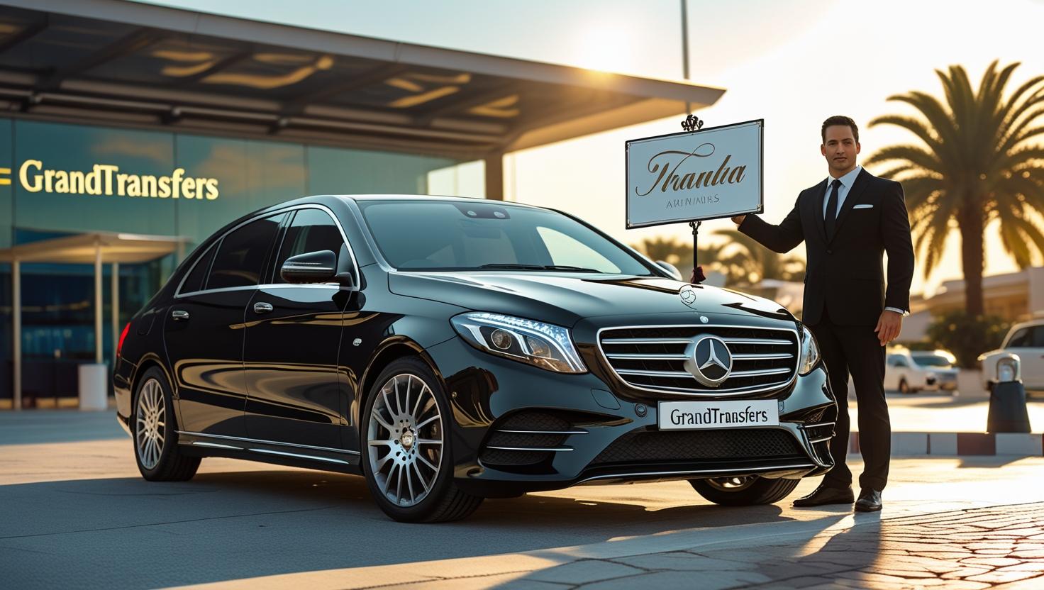 Privater Flughafentransfer in Antalya – Chauffeur mit Namensschild empfängt Gast am Terminal