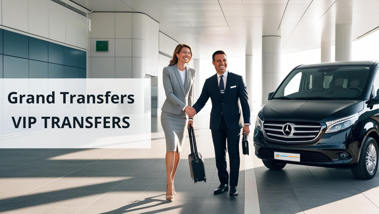 Professional driver welcoming international traveler with a name sign at Antalya Airport international arrivals