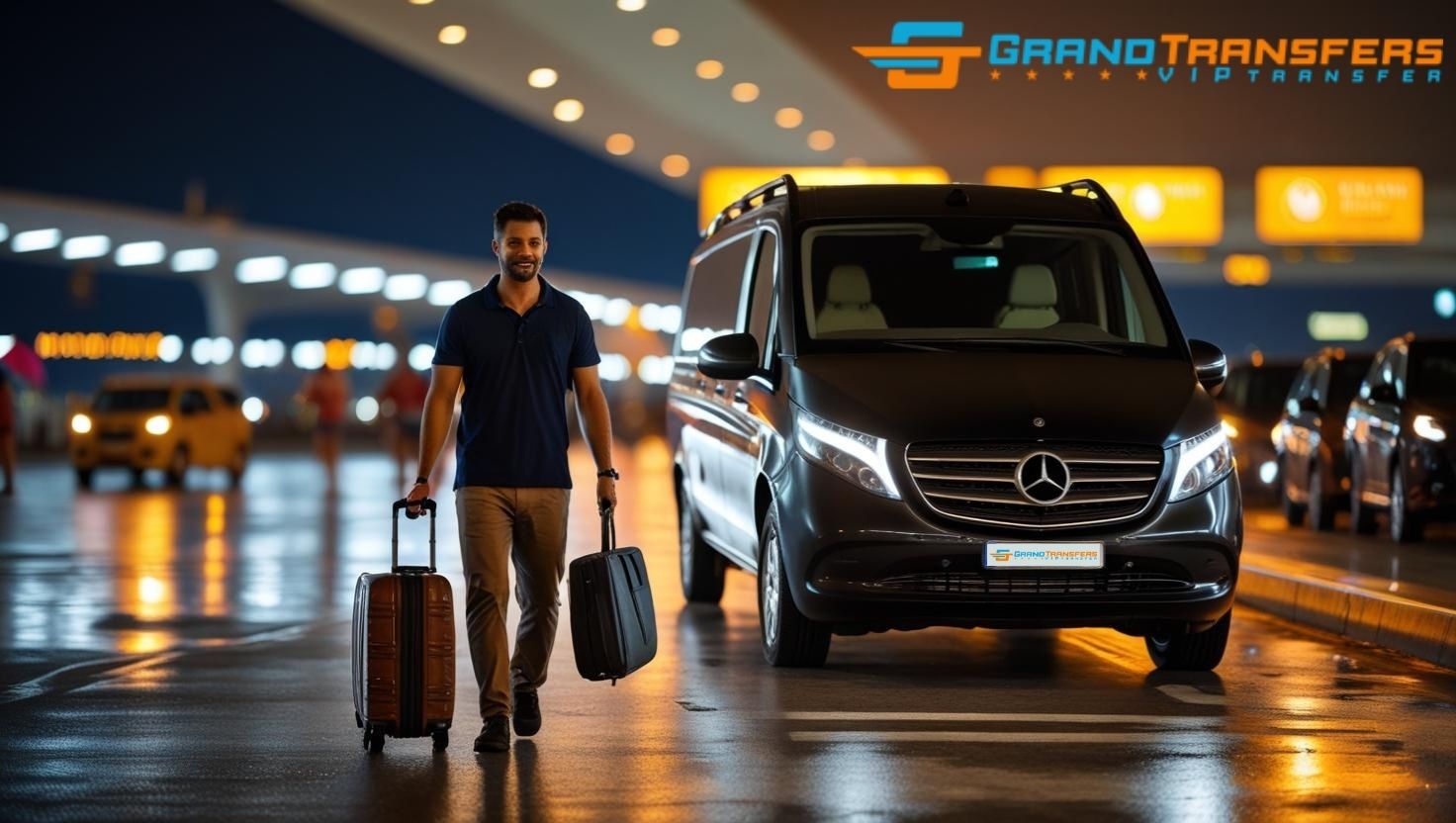 Nachttransfer mit Grand Transfers am Flughafen Antalya mit pünktlicher Abholung für Frühflüge und späte Landungen
