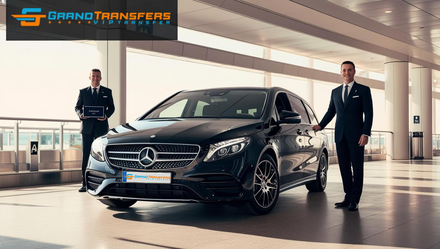 Sicherer VIP-Transfer am Flughafen Antalya – professioneller Chauffeur im Kontrast zu chaotischen örtlichen Taxis